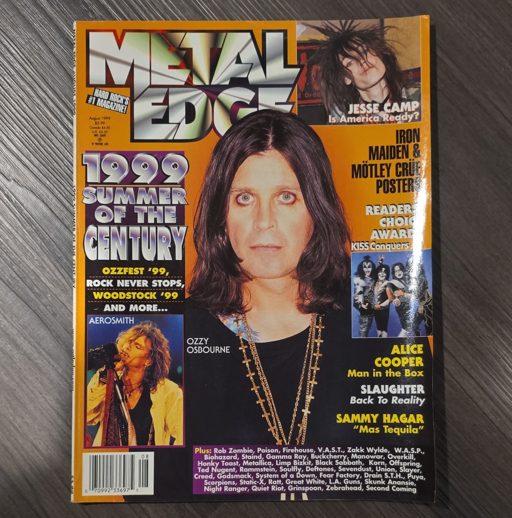 Metal Edge Magazine Issue #108 Aug 1999 Ozzy Osbourne Cover, Illustrated